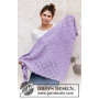 Lilac Bouquet by DROPS Design - Knitted Shawl Pattern 144x72 cm