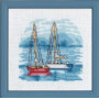 Permin Embroidery Kit Picture Red Boat 13x13cm