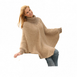 Hometown by DROPS Design - Knitted Poncho with high collar Pattern S - XXXL