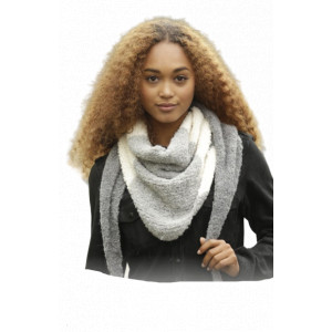 Warm Mist by DROPS Design - Knitted Shawl with Block Stripes Pattern 180x40 cm