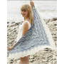 Mer Bleue by DROPS Design - Knitted Shawl with Stripes and Wave Pattern 166x75 cm