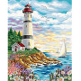Wizardi Diamond Painting Package Lighthouse at Sunrise 38x48cm