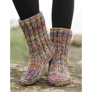 Ribbed Confetti by DROPS Design - Knitted Slippers with Rib Pattern size 35 - 42