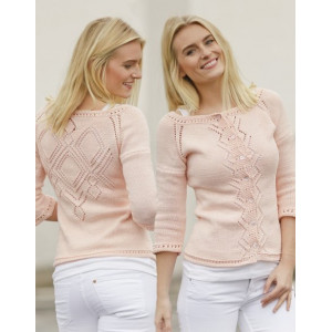 Peach Macaroon by DROPS Design - Knitted Jacket with Lace Pattern Size S - XXXL