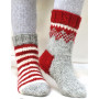 Twinkle Toes by DROPS Design 2 - Knitted Socks Bordeaux Stripes Pattern size 22 - 43