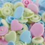 Prym Love Color Snaps Non-Sew Press Fasteners Plastic Heart Ø12,4 mm Ass. Pink/Blue/Green - 30 pcs