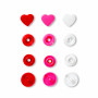 Prym Love Color Snaps Non-Sew Press Fasteners Plastic Heart Ø12,4 mm Ass. Red/Pink/White - 30 pcs