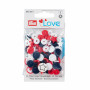 Prym Love Color Snaps Non-Sew Press Fasteners Plastic Star Ø12.4 mm Ass. Red/White/Navy - 30 pcs