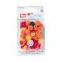 Prym Love Color Snaps Non-Sew Press Fasteners Plastic Flower Ø13,6 mm Ass. Red/Yellow/Orange - 30 pcs