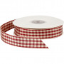 Checked Ribbon, antique red/white, W: 20 mm, 25 m/ 1 roll