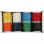 Cotton Cord, assorted colours, thickness 1 mm, 40 m/ 8 pack
