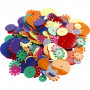 Sequins, assorted colours, round, size 10-25 mm, 250 g/ 1 pack