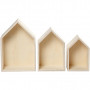 Storage Boxes, H: 20.3+25.3+31 cm, W: 13+16.2+20 cm, 3 pcs, plywood
