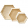 Storage Boxes, hexagonal, H: 14,8+19+24,2 cm, depth 10 cm, 3 pc/ 1 set