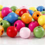 Wooden Beads Mix, D: 12 mm, hole size 2.5-3 mm, 500 g, asstd colours