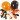 Balloons, black, orange, white, Round, D 23-26 cm, 100 pc/ 1 pack