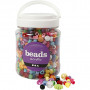 Plastic Beads, size 6-20 mm, hole size 1.5-6 mm, 700 ml