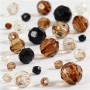Faceted Bead Mix, size 4-12 mm, hole size 1-2.5 mm, 250 g, golden harmony