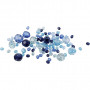 Faceted Bead Mix, size 4-12 mm, hole size 1-2.5 mm, 250 g, blue harmony