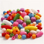 Wooden Beads, size 5-28 mm, hole size 2.5-3 mm, 400 ml, asstd colours, china berry