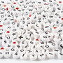 Letter Beads, white, size 7 mm, hole size 1,2 mm, 200 g/ 1 pack