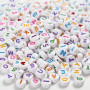 Letter Beads, white, size 7 mm, hole size 1,2 mm, 200 g/ 1 pack