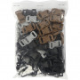 Click Clasp, black, brown, grey, L: 29 mm, W: 15 mm, hole size 3x11 mm, 100 pc/ 1 pack