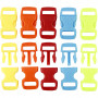Click Clasp, assorted colours, L: 29 mm, W: 15 mm, hole size 3x11 mm, 100 pc/ 1 pack