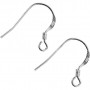 French Ear Wires, L: 14 mm, 10 pcs, sterling silver