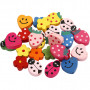 Shaped wooden beads, size 15-20 mm, hole size 1.5 mm, 700 ml