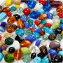 Glass Bead Mix, assorted colours, size 7-18 mm, hole size 1 mm, 1000 g/ 1 pack