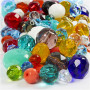 Faceted Bead Mix, size 3-15 mm, hole size 0.5-1.5 mm, 400 g, asstd colours