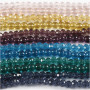 Glass and Faceted Beads, D: 4 mm, hole size 1 mm, 12x45 pcs