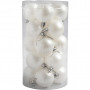 Christmas Ornaments, white, mother-of-pearl, D 6 cm, 20 pc/ 1 pack