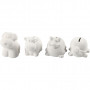 Animal Saving Banks, white, H: 7-10 cm, 4 pc/ 1 box