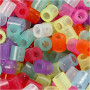 Fuse Beads, glitter colours, size 5x5 mm, hole size 2,5 mm, medium, 20000 asstd./ 1 bucket