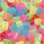 Fuse Beads, neon colours, size 5x5 mm, hole size 2,5 mm, medium, 20000 asstd./ 1 bucket