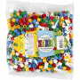 Fuse Beads, standard colours, size 10x10 mm, hole size 5,5 mm, JUMBO, 1000 asstd./ 1 pack