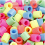 Fuse Beads, pastel colours, size 10x10 mm, hole size 5,5 mm, JUMBO, 2450 asstd./ 1 bucket
