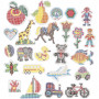 Peg Board, clear, geometric, animals, children/flowers and transport, size 7x7,5-14x16 cm, 10 pack/ 4 pack