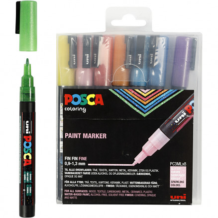 Posca Marker, no. PC-3M, line 0,9-1,3 mm, assorted colours, 12 pc/ 1 pack