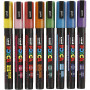 Uni Posca Marker, line width: 0.9-1.3 mm, PC-3ML, 8 pcs, asstd. colours