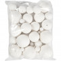 Compressed Cotton Ball, D: 12+15+20+30+40+50 mm, 42 pcs, white