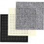 Craft Felt with Holes, black, grey, off-white, size 20x20 cm, thickness 3 mm, 4 sheet/ 3 pack