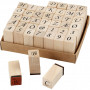 Wooden Stamps Set, size 13x13 mm, H: 32 mm, 42 mixed