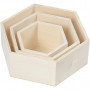 Book boxes, hexagonal, H: 14.8+19+24.2 cm, depth 10 cm, 3 pcs./ 1 set
