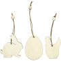 Wooden Ornament, rabbit, egg, hen, size 6 cm, thickness 3 mm, 200 pc/ 1 pack
