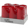 Candles, red, H: 100 mm, D 50 mm, 6 pc/ 1 pack