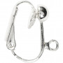 Clip-On Earrings, silver-plated, L: 16,5 mm, W: 1,5 mm, hole size 1,6 mm, 40 pc/ 1 pack