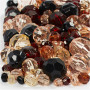 Faceted Bead Mix, size 4-12 mm, hole size 1-2.5 mm, 250 g, golden harmony